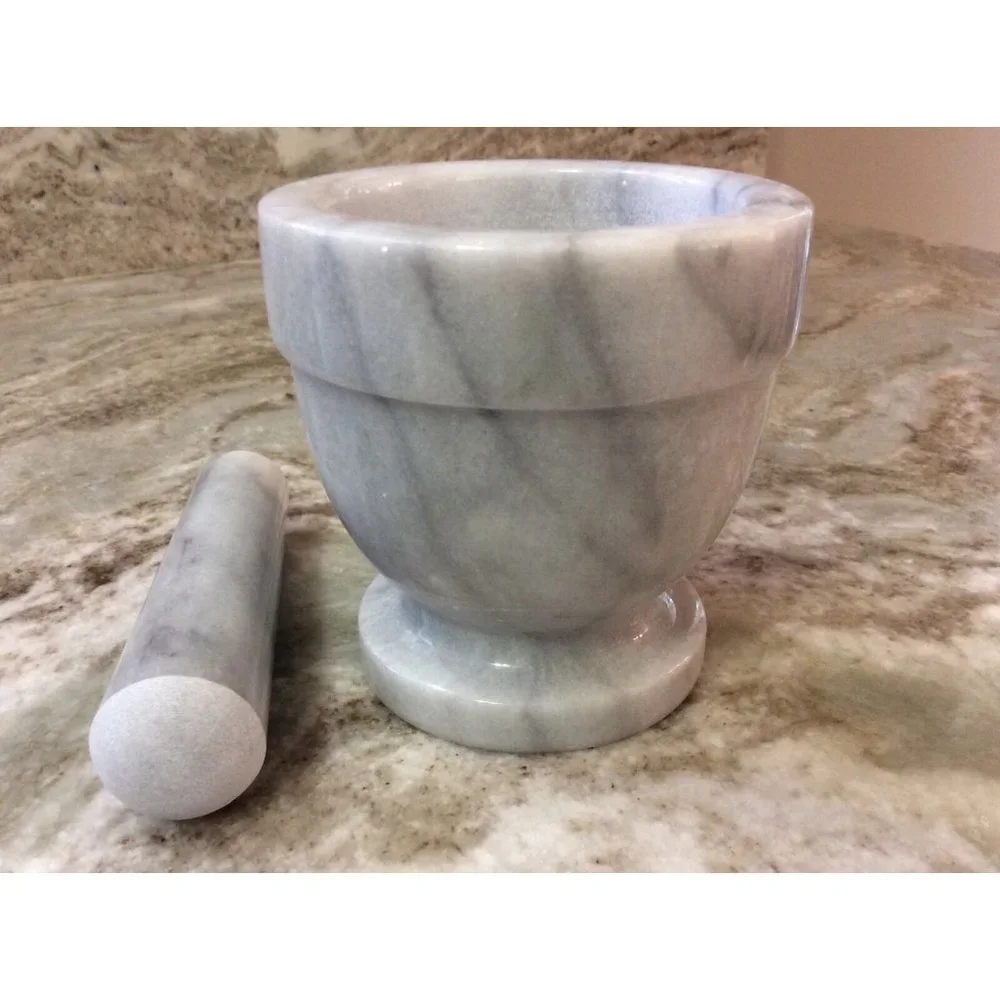 Mortar And Pestle. Norpro. 4"x4". Gray And White Marble. New. - Picture 5 of 9